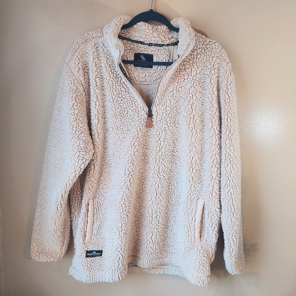 Simply Southern Beige Sherpa Pullover XXL